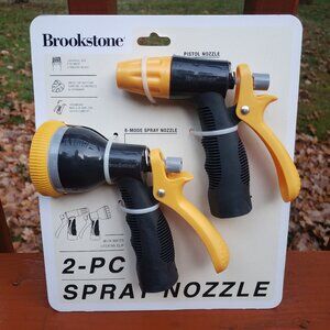 NEW Brookstone 2-PC Spray Nozzle (Pistol & 8-Mode Sprayer)